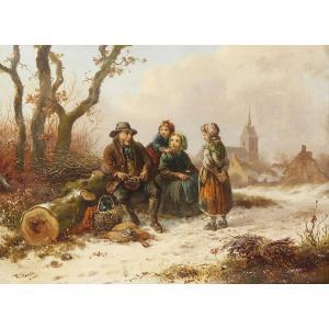 FAVELLE Robert 1820-1886,A WOODCUTTER AND FAMILY IN THE SNOW,1865,Lyon & Turnbull GB 2018-09-26