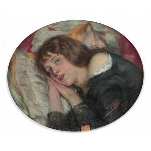 FAVIER Eugene Joseph Georg 1860-1942,JEUNE FILLE AU REPOS,1918,Tajan FR 2020-10-26