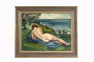 FAVORY Andre 1889-1937,Nu féminin couché dans un paysage,Aguttes FR 2024-04-25