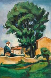 FAVORY Andre 1889-1937,Paysage au grand arbre,Marambat-Camper FR 2023-04-19