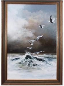 FEATHER David 1952-2005,Gulls in Flight over a Coast,Keys GB 2020-02-15