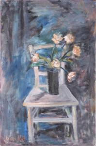 FEATHER YANKEL 1920-2009,Flowers on a white chair,Dawson's Auctioneers GB 2022-12-15