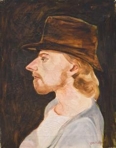 FEATHER YANKEL 1920-2009,Portrait of a man in profile wearing a brown hat,Tennant's GB 2023-05-26