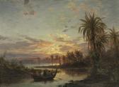 FECHNER Fritz 1838-1900,Rowing amongst palm-trees at dusk,1883,Christie's GB 2008-10-14