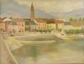 FECHNER Werner 1892-1973,"Ascona" sommerliche Ansicht der Gemeinde am Lago ,Mehlis DE 2019-08-22