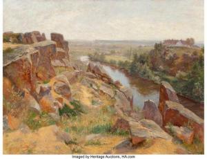 FECHTER Emerich 1854-1912,Rocky Hillside by a Stream,1901,Heritage US 2020-05-14