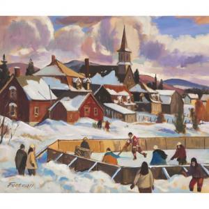 FECTEAU Marcel 1927,LES PATINEURS DE PLESSISVILLE,2002,Waddington's CA 2021-12-09