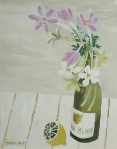 Fedden Mary 1915-2012,Flowers in a wine bottle with a lemon,1990,Bonhams GB 2006-10-11