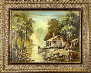 FEDERICO Al 1900-1900,Fishing on the Bayou,Clars Auction Gallery US 2015-03-21