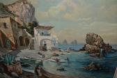FEDERICO Salvatore 1908,coastal view of Capri with figures and boats,Lawrences of Bletchingley 2018-06-05