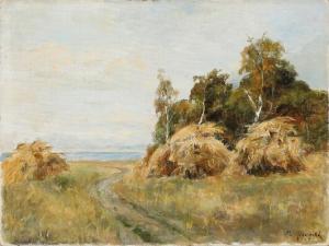 FEDOROVA Maria 1859-1934,Haystacks by the country road,Bruun Rasmussen DK 2020-12-07
