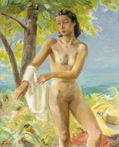 FEHR Henri 1890-1974,Jeune femme se déshabillant en bord de mer,Piguet CH 2022-06-15