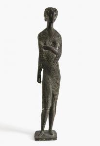 FEHRLE Jacob Wilhelm 1884-1974,Standing girl with cape,1960,Neumeister DE 2022-09-28