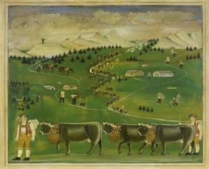FEILHAMMER Franz Anton 1817-1888,Der Alpauftrieb (Sending the livestock up the ,1885,Galerie Koller 2013-12-06