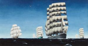 FEININGER Theodore Lux,Die auslaufende Flotte - The Outward Bound Fleet,Lempertz 2023-12-02