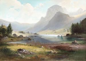FELDHUTTER Ferdinand 1842-1898,Mountain landscape with fishers,Bruun Rasmussen DK 2023-08-28