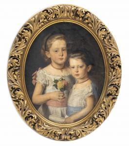 FELIX Karl Eugen,Porträt eines Geschwisterpaares in weißen Spitzenk,1878,Palais Dorotheum 2021-11-17