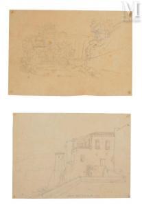FELIX THODORE CARUELLE Claude 1798-1871,Deux vues d\’Italie,1823,Millon & Associés FR 2023-11-23