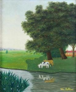 FELLINI William 1960,Cows by a Pond,Clars Auction Gallery US 2016-01-17
