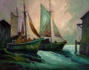FELLNER Frank T 1886,Fishing Boats,1940,Swann Galleries US 2002-05-23