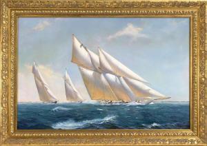 FELLOWS GERALD E,Contemporary Numerous yachts off a coast,Eldred's US 2017-04-06