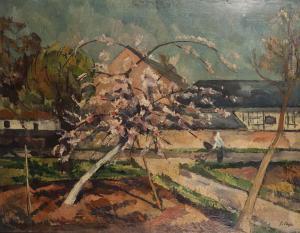 FELS Jan Jacob 1816-1883,Jardin avec pommier en fleurs,Dogny Auction CH 2012-01-31