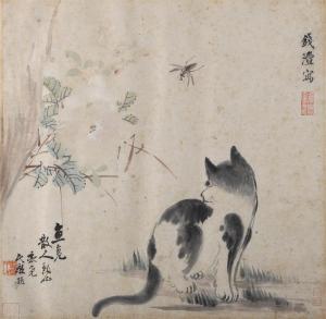 FENG QIAN 1740-1795,CAT AND BUTTERFLY,Potomack US 2021-03-23