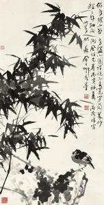 fengbai jiang 1915-2004,BAMBOO AND BIRDS,1985,Zhe Jiang Juncheng CN 2010-01-21