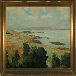 FENGER Johan Gustav 1887-1975,Landscape by a fiord,1938,Bruun Rasmussen DK 2009-12-14