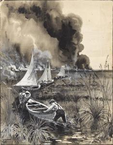 FENN Harry 1845-1911,Pushing through the Everglades / Burning Saw Grass,Swann Galleries 2022-12-15