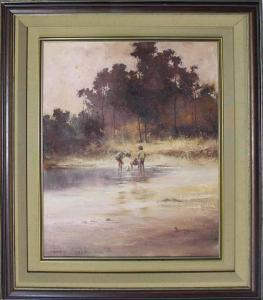 FENNELL Peter 1949,Children Playing by the River,Raffan Kelaher & Thomas AU 2019-10-15