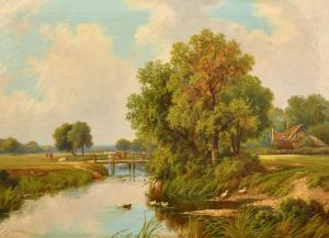 FENSON Robert Robin,A river landscape with cattle on a bridge and farm,John Nicholson 2023-12-20
