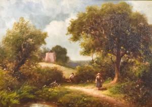 FENSON Robert Robin,Country landscape with two figures on a tree lined,Canterbury Auction 2023-02-04