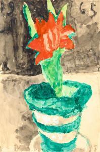 FERENCZY Beni 1890-1967,Red Flower in a Pot,1965,Kieselbach HU 2022-10-14
