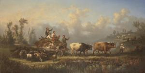 FEREY Prosper 1800-1800,Cattle drovers on a hillside,1864,Rosebery's GB 2022-03-22