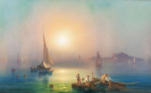 FERGOLA Salvatore 1799-1874,Marina con barche e pescatori,Casa d'Aste Arcadia IT 2024-04-18