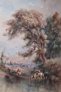 FERGUSON J.W.,Horses watering at a stream,19th century,The Cotswold Auction Company 2022-01-25