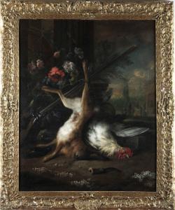 FERGUSON William Gowe 1632-1695,Natura morta con lepre, gallina e un fucile,Cambi IT 2022-11-23