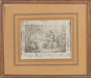 FERNANDO II D 1816-1885,um homem sentado a descansar tendo um cão aos,1844,Palacio do Correio Velho 2016-11-10
