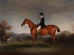 FERNELEY Claude Lorraine,Equestrian portrait of a gentleman on a chestnut h,1865,Bonhams 2024-03-13