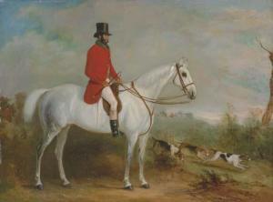 FERNELEY Jr. John 1815-1862,A Gentleman on a Grey Hunter with Hounds in a Land,Christie's 2005-10-18