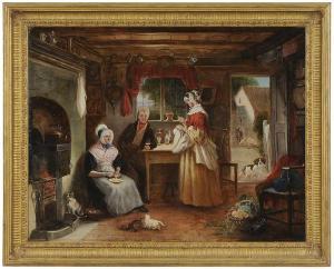 FERNLEY Jr. John,Domestic Scene, with Family and Animals in a Kitch,1841,Brunk Auctions 2018-12-06