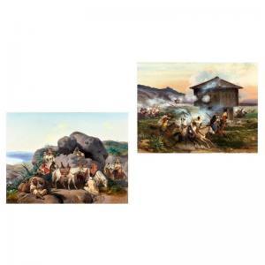 FERON Eloi Firmin 1802-1876,deux scènes de la conquête d'algérie,1846,Sotheby's GB 2002-06-27