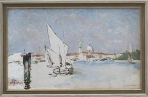 FERON William 1858-1894,Skuta i hamn,Uppsala Auction SE 2014-01-21