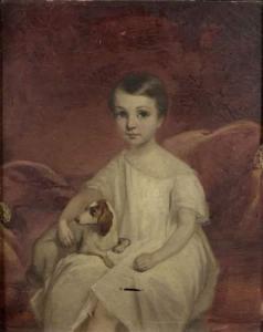 FERRAND Adèle 1817-1848,PORTRAIT D'ENFANT AU CHIEN.,Jean-Mark Delvaux FR 2009-12-18