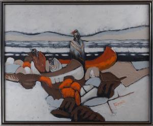 FERRANTE MARIO 1957,Indians and Canoes on the Shore,Stair Galleries US 2013-02-02