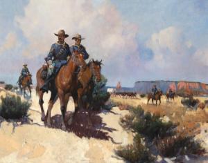 FERRARA JOE 1932-2004,Troopers with Supply Wagon,1998,Santa Fe Art Auction US 2022-05-28