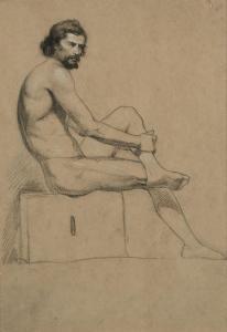 FERRARI Ettore 1845-1929,Nudo accademico seduto,1860-1865,Casa d'Aste Arcadia IT 2024-04-16