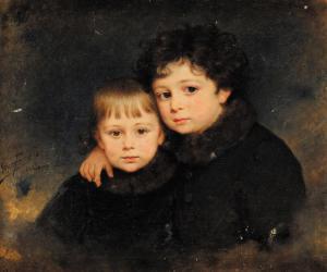 FERRARIS Artur 1856-1940,Portrait d'enfants,1886,Osenat FR 2013-04-07