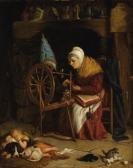 FERRIS Stephen James 1835-1915,Grandma's Spinning Wheel,1867,Heritage US 2007-12-06